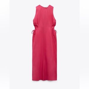 Zara Fuchsia cut out Midi Dress